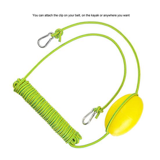 Kayak Float Rope Tow Line with Marker Buoy PVC Stainless Steel Carabiner High Visibility Heavy Duty Drift Sock Harness Nylon