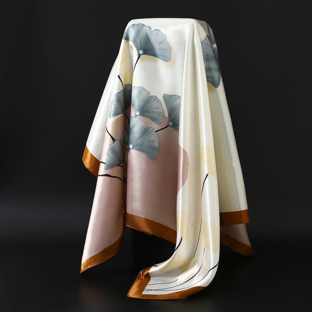 Europe America Kerchief Four Seasons Popular Silk Scarves Luxury Style Sunscreen Square Shawls New Fashion 90X90CM Headcloth