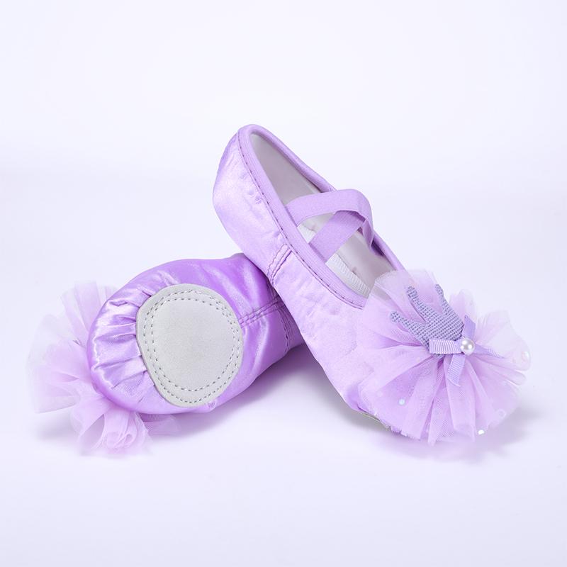

Детская обувь для танцев Сатиновые туфли «кошачья лапка» для девочек Дышащие балетные туфли для сцены 39 фиолетовый