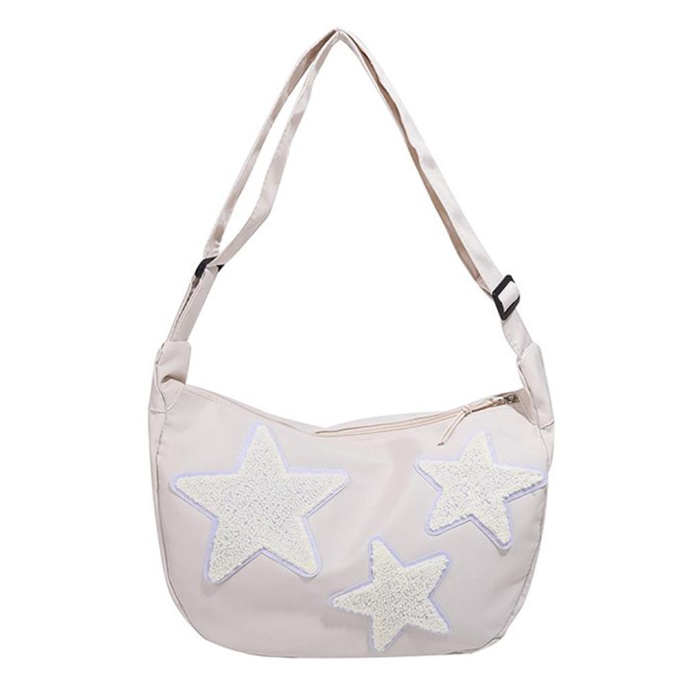 Women Canvas Messenger Bag Versatile Y2k Hobo Bag Adjustable Strap Crossbody Sling Bag Pentagram Satchel Bag Student Book Bag