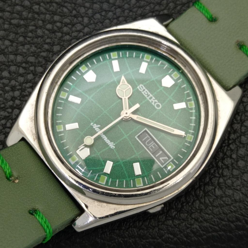 AUTOMATIC 7S36A VINTAGE SEIKO JAPAN MENS GREEN COLOR DIAL WATCH A701546-5