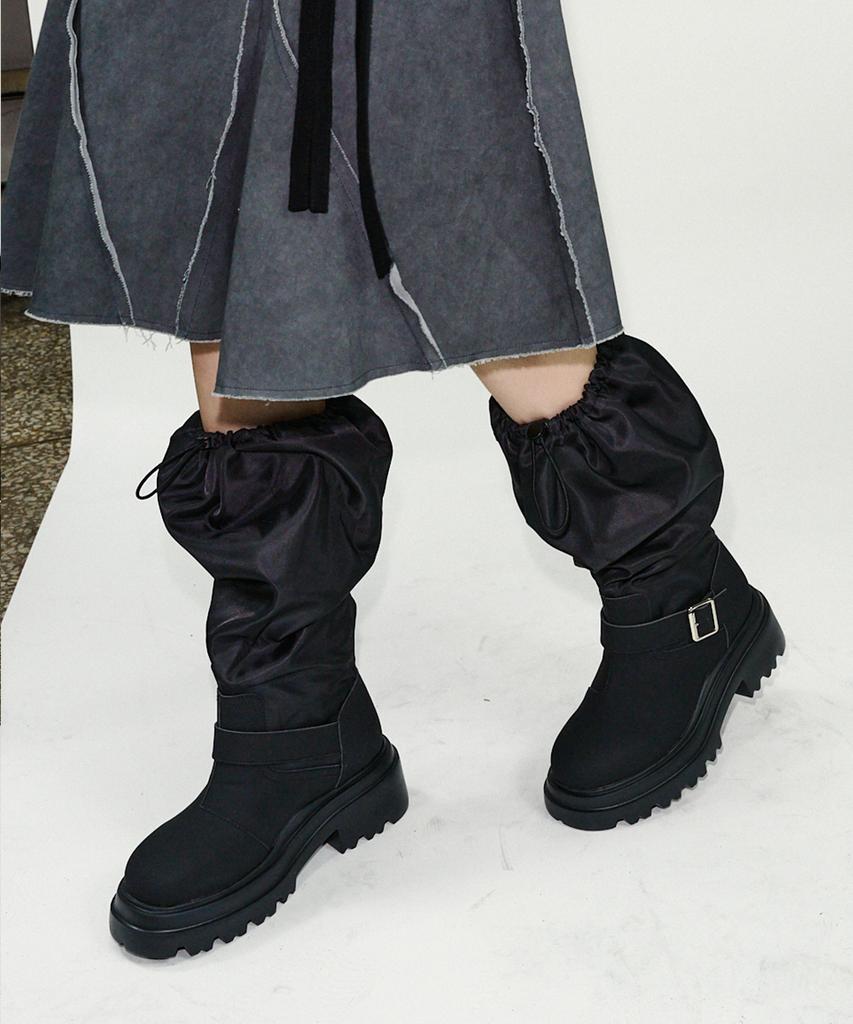Khiho City Buckle Slouch Rain Boots 2 Colors