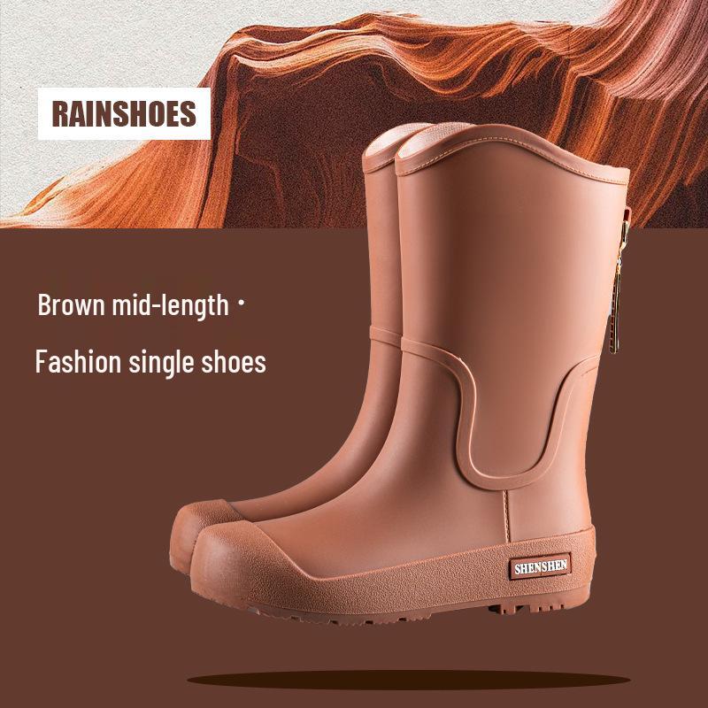 Korean Style Women's Fashion Waterproof Rain Boots - High Anti-Slip, Long Tube Outdoor Rubber Shoes