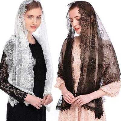 Spanish Style Lace Traditional Vintage Mantilla Veil Latin Mass for Head Covering Scarf for Catholic Church Chapel