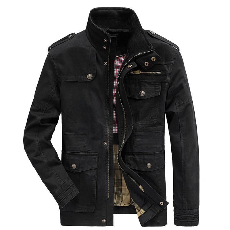 Plus Size Spring and Autumn Men's Casual Jacket Pure Cotton Stand Collar Men's Coat Washed Outdoor Coat