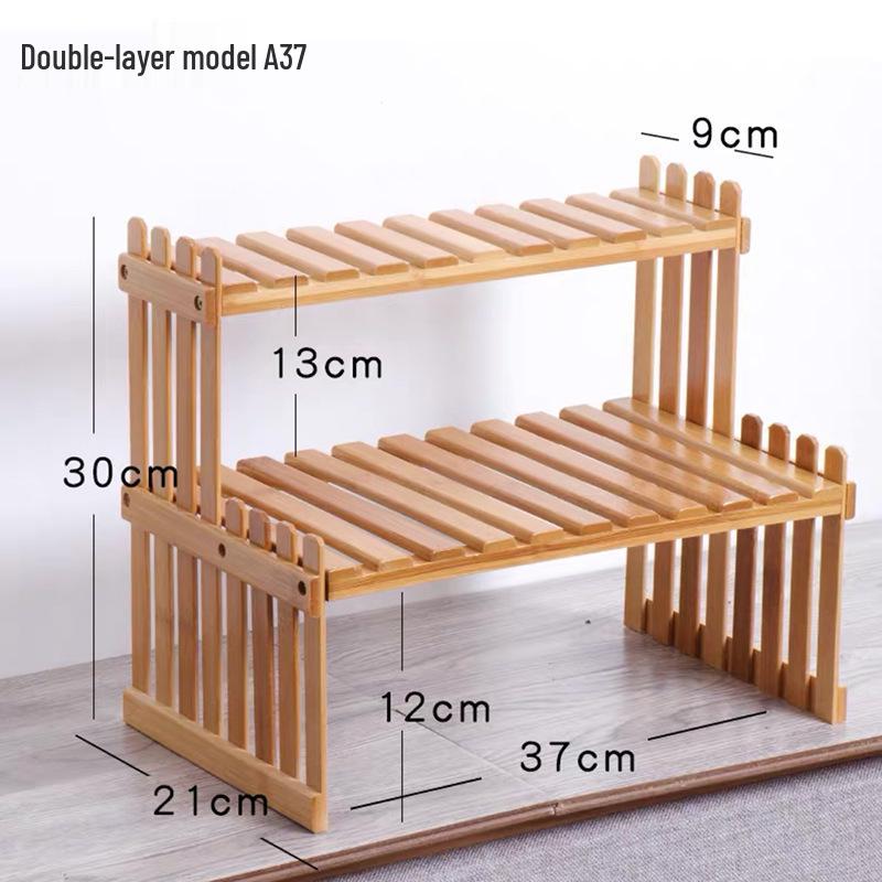 Mini Bamboo Desktop Flower Stand for Office or Window Sill - Wooden Potted Plant and Storage Rack.