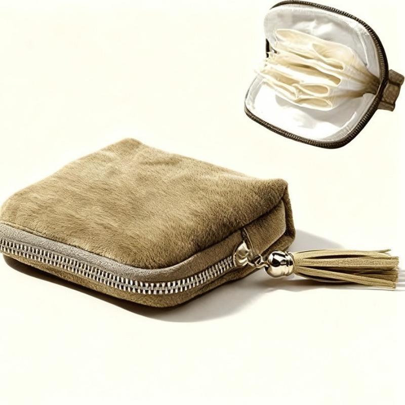 Tassel Zipper Velvet Jewelry Storage Bag Portable 6 Large Capacity Layers Organizer for Girls Daily Jewelry Storage