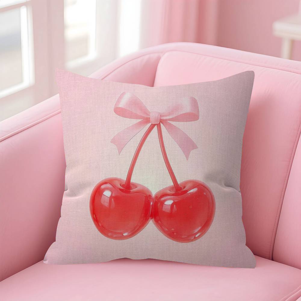 Red Cherry Fruit Creative Personalized Pillow Cover Kids Bedroom Wild Party Decor Pillowcase Kid Birthday Shower Gift