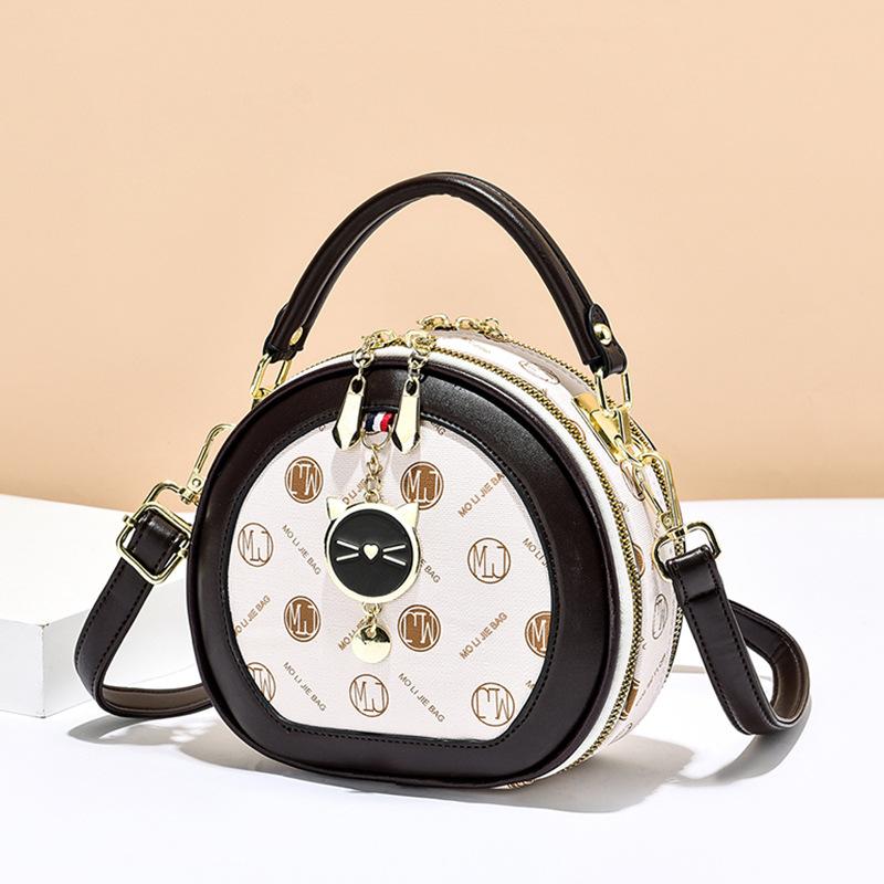 New Women's Round Bag Trendy Version Ladies Crossbody Bag Sweet and Cute Printed Handbag Ladies Luxury Small Round Bags