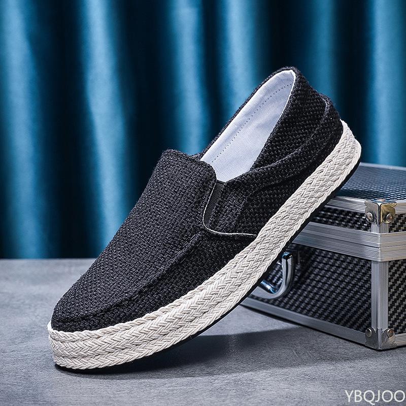 

Men s summer linen Shoes Outdoor non skid versatile lazy shoe Trendy Fisherman s shoes Casual lightweight flats Homme 44 чорний