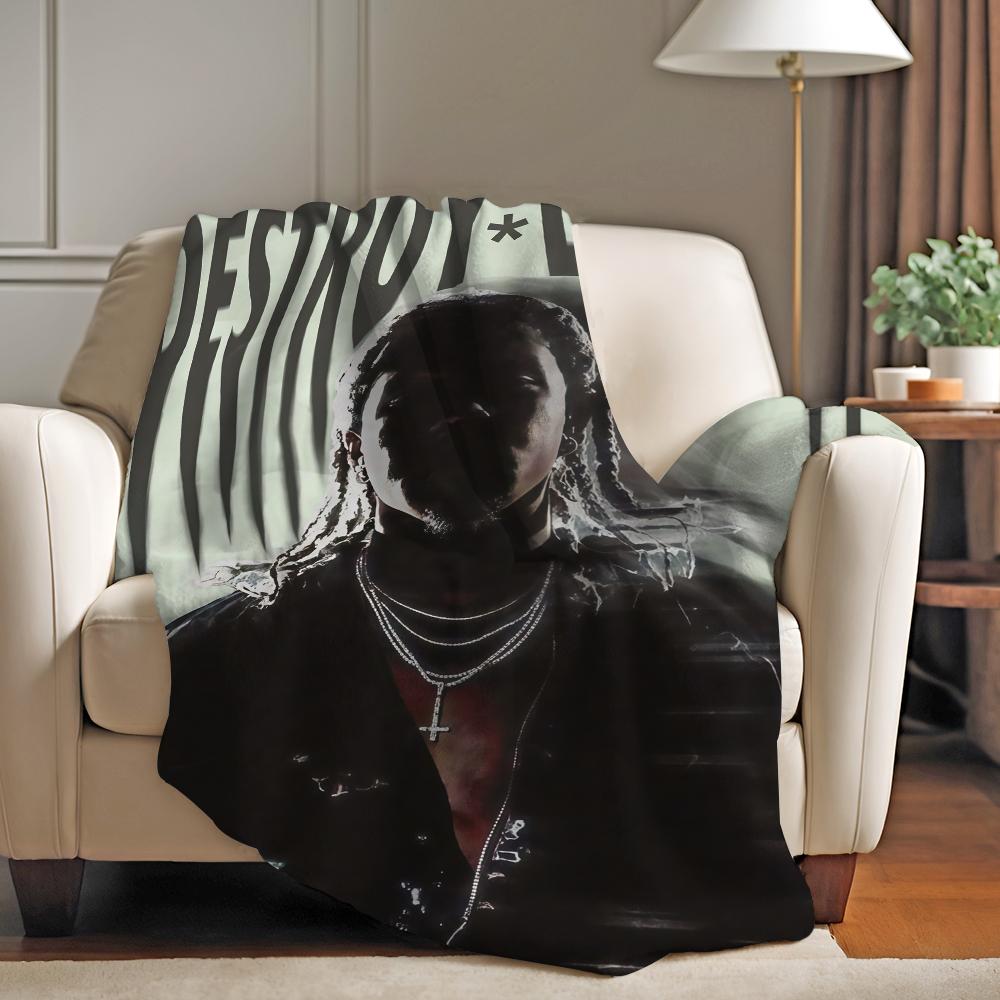 American rapper Destroy Lonely Blanket For Sofa Office Bed Plane Travel Sleep Read Relax Camping Soft And Warm