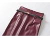 Sleek PU Leather High-Waisted Short Skirt with Waistband - Sexy, Hip-Hugging Design for Autumn/Winter