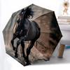 1pc Black Stallion Equine Power Automatic Open/Close Umbrella 8-Rib Strong Frame, Portable Travel Umbrella for Women & Men, Birthday Gift Parties