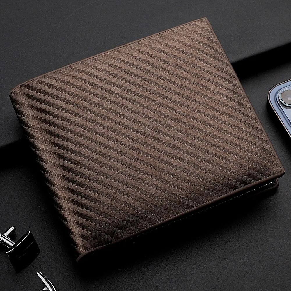 Slim Carbon Fiber Wallet for Men Compact Card Holder with Zipper Change Pouch Organizer