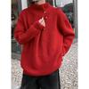 Men's Sophisticated Half-High Neck Button-Up Heavyweight Winter Sweater