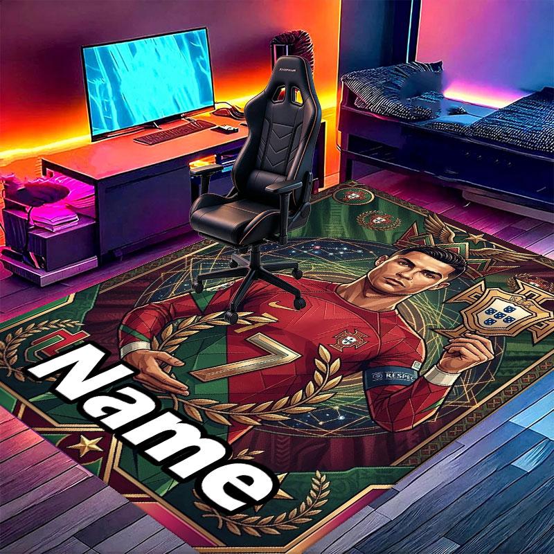 Custom Name Personalized Cristiano Ronaldo Print Carpet, Versatile Home Decor Rug, for Playroom, Apartment, Balcony, Entryway, Hallway Gift