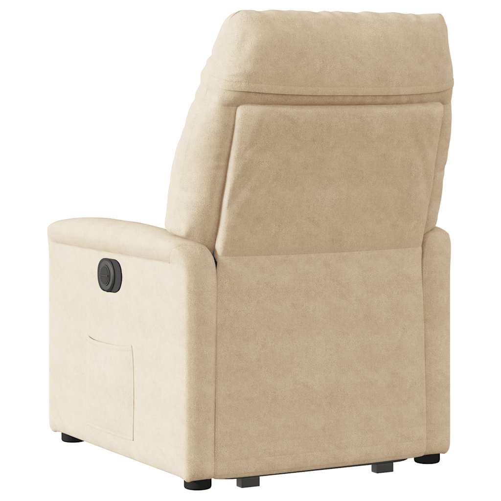 Electric Recliner Chair with Lift Assist Cream Microfiber Fabric