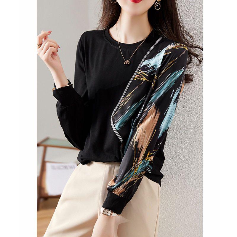 Simplicity Asymmetrical Patchwork Women's Clothing T-Shirts Pullovers Loose Geometric Round Neck Spring Summer Thin Casual Tops