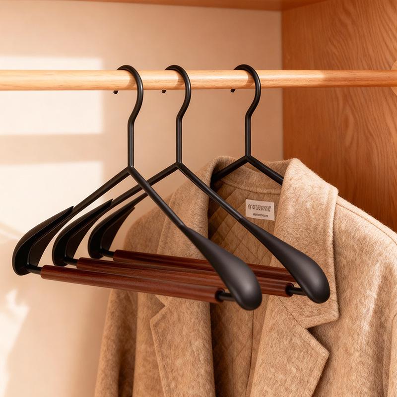 

Преміальна букова побутова нековзна вішалка для одягу, що не залишає слідів 5-pack чорний/білий