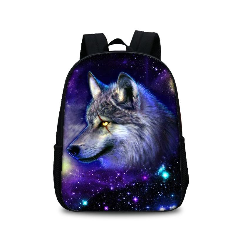 Animal Wolf Pattern Printed Backpack for Primary and Secondary School Students, Large Capacity Backpack