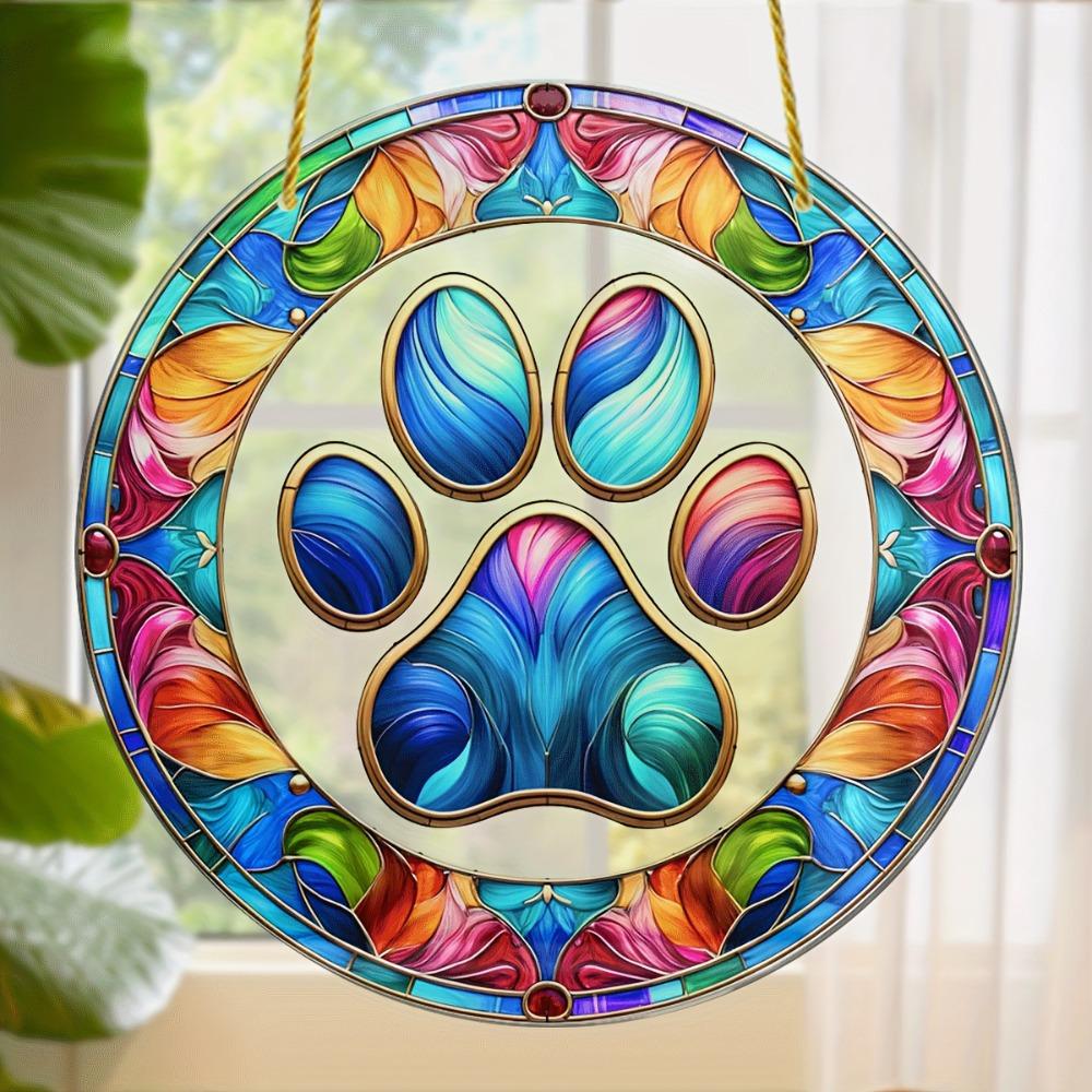 

Vibrant paw print sun catcher, the perfect gift for animal lovers and various occasions. чистый