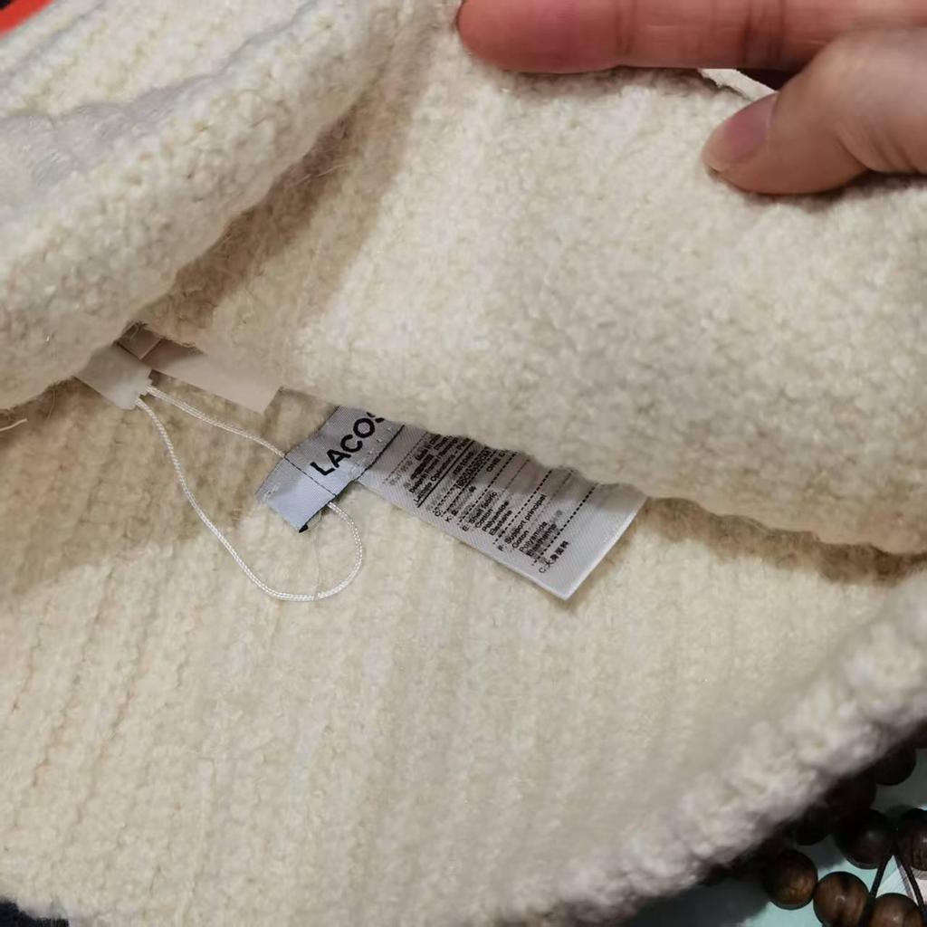 Unisex Ribbed Wool Knit Beanie with Crocodile Embroidery - Solid Color Winter Hat