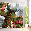 Cherry Blossom Sun Shower Curtain Watercolor Floral Plant Koi Fish Butterfly Peacock Nature Scenery Bathroom Decor with Hooks