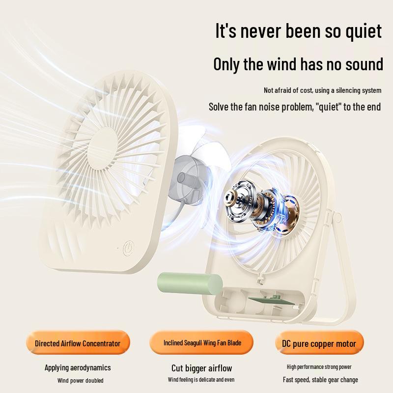 Ultra-Thin Quiet Desktop USB Rechargeable Portable Mini Fan for Office & Dorms