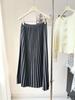 Korean Style Pleated A-Line Skirt for Women, High Waist, Slimming, Plus Size, Medium Long, Apricot - Autumn/Winter.