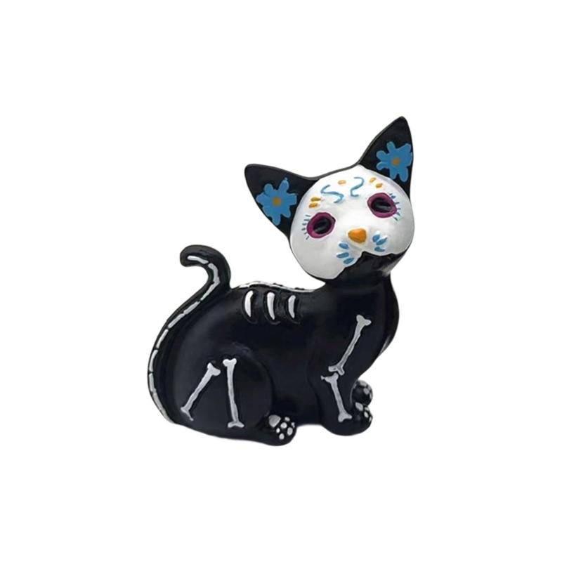 

Festives Halloween Cats Dog Sculpture Resins Craft Sugar Skull Animal Home Office Decoration Holiday Gift For Adults Kids