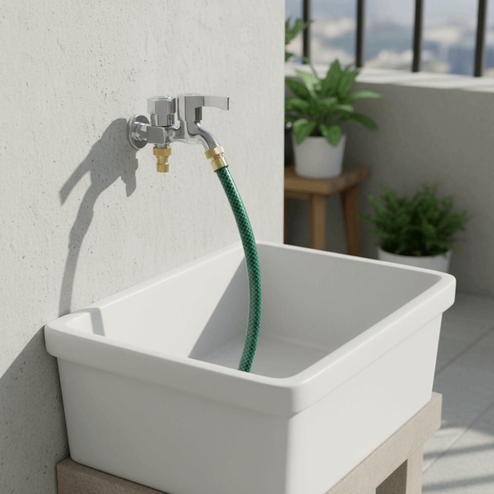 Kupferkern Waschmaschinenhahn Einzelanschluss Verdickter Wasserverteilerhahn Edelstahl Dreifachauslassadapter Badezimmer