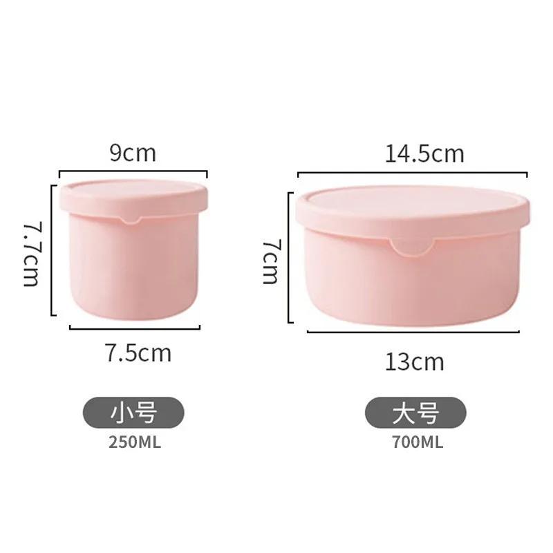 Silicone Lunch Box Fresh-Keeping Box With Lid Bento Fruit Salad Fresh-Keeping Bowl Portable Sealed Round Storage Box Kiechen