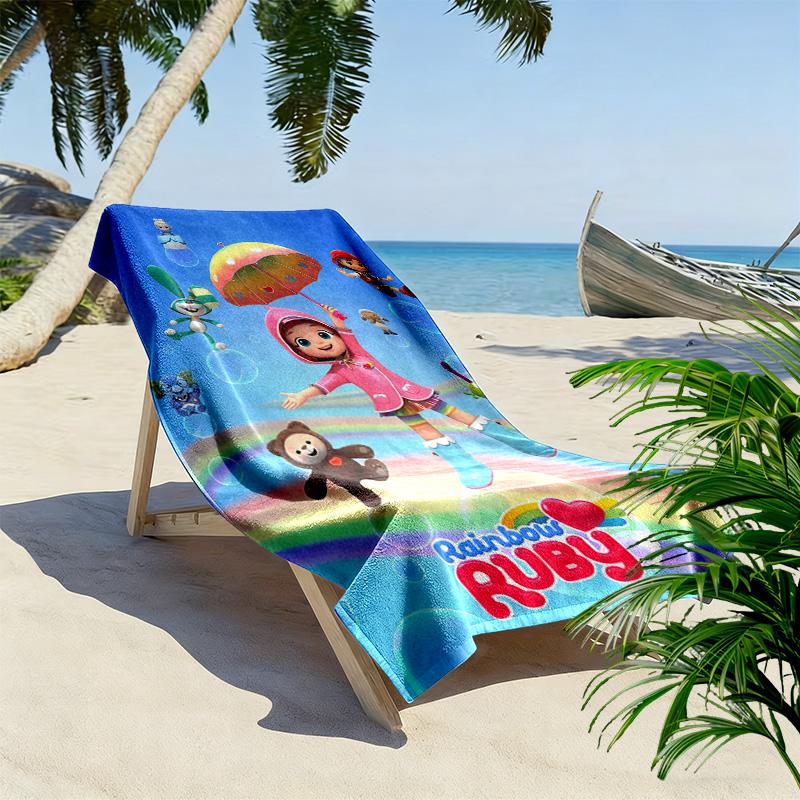 Asciugamano da Spiaggia con Stampa Arcobaleno Ruby, Asciugamano Grande Morbido Asciugatura Rapida per Spiaggia Campeggio Nuoto