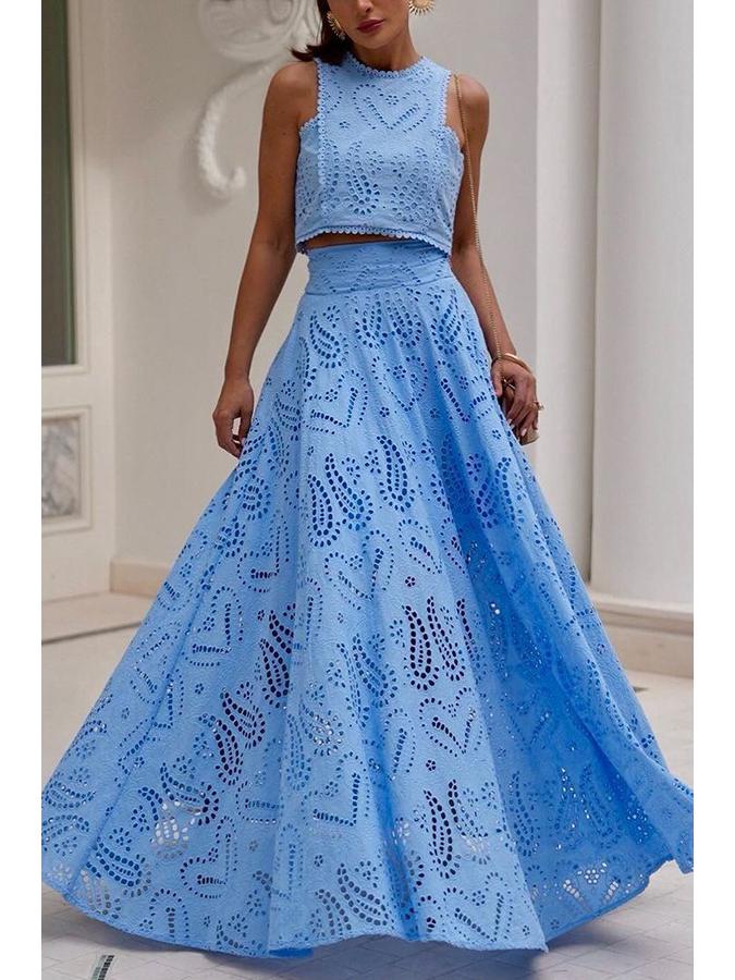 

Женское длинное платье без рукавов с карманами, весна/лето 2024: Повседневный отпускной комплект из двух частей Small