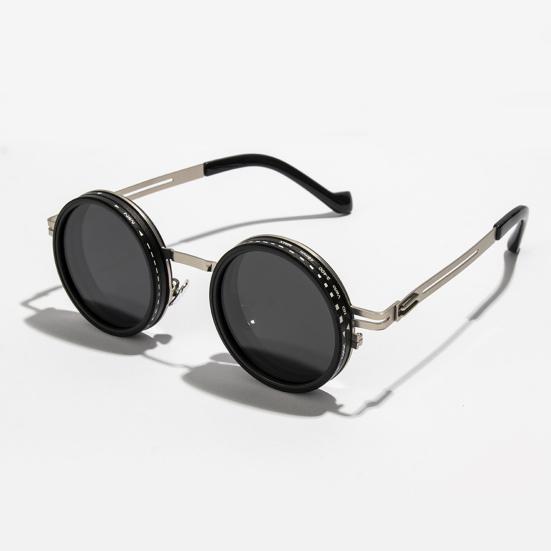 Round Sunglasses Black Finish ND Filters Polarized Lenses UV Protection Clarity Glasses Fashion Accessories