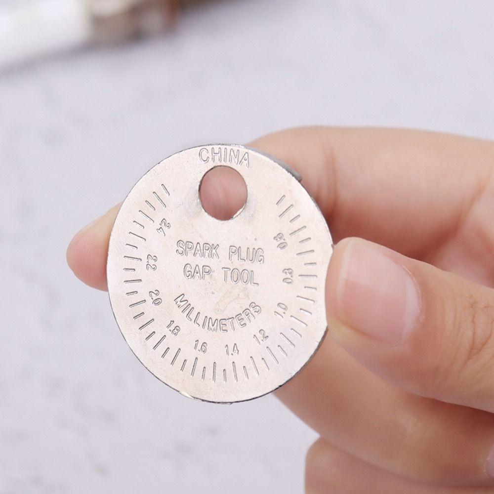 0.6-2.4mm Range Gage Gap Feeler Coin-Type Caliber Measuring Tool Spark Plug Gap Gauge Tool