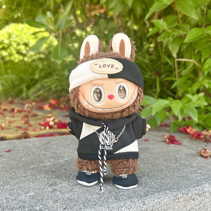 17cm Labubu Doll Clothes: Ice Cream Overalls - Cute Pendant Blind Box