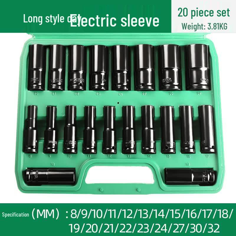 Datou Carbon Steel Electric Wrench Extended Hex Socket Set, 20-Piece