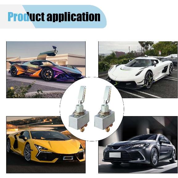 2PCS Heavy Duty Car Toggle Switch, 50 Amp 12 Volt 2 Position 2 Pin Rocker Switch, ON Off Flat SPST Toggle Switch with Screw Termina, Fits Cars,