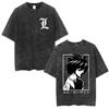 Vintage Washed Anime Death Note Manga Logo Graphic T-shirt Men Women Printed Tee Summer Casual Fashion Clothing Tops High Quality Streetwear