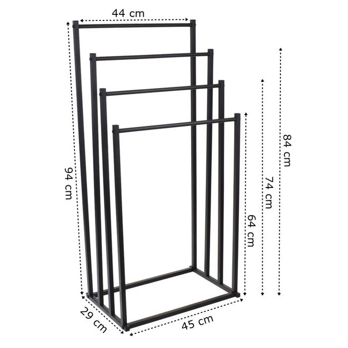 Towel Rack Bathroom Hanger Metal Standing Industrial Black 4 Tiers