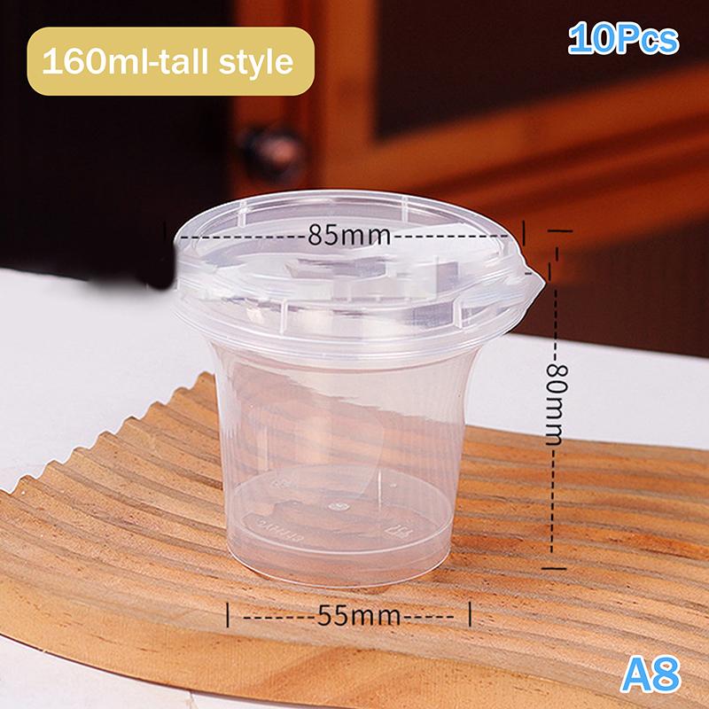 10Pcs Dessert Cup With Spoon With Lid Transparent Cups For Dessert Ice Cream Pudding Yogurt Cups Mousse Cake Box Container