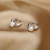 Trend Korean Kpop  Color Simple Cute Pearl Ear Clasp Hoop Earrings For Women Tiny Earring Wedding Party Jewelry Gifts