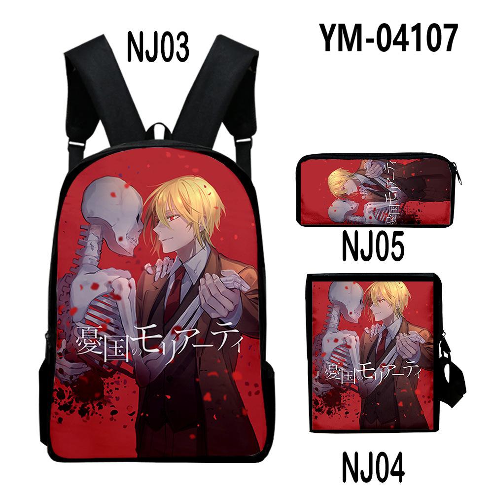 Classic Novelty Moriarty the Patriot 3D Print 3pcs/Set School Bags Laptop Daypack Backpack Inclined Shoulder Bag Pencil Case