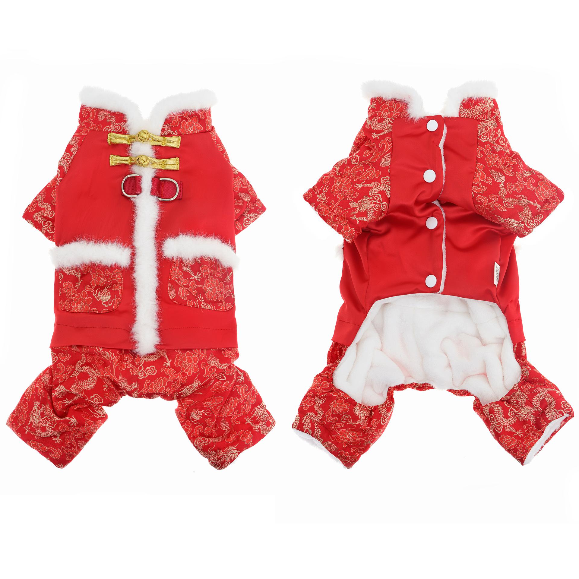 

Зимняя Новогодняя Собачья Хлопковая Одежда Двусторонний Фланель Приятная к Коже Одежда для Собак Модная Теплая Одежда для Домашних Животных L