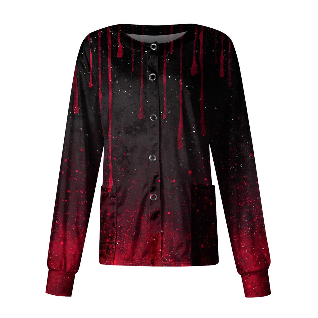 Women's Casual Long Sleeve Single Breasted  Printed Dry-nurse Top