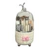 Makeup Brush Storage Box with Rotating Grid Design Large Capacity Cosmetic Storage Bin