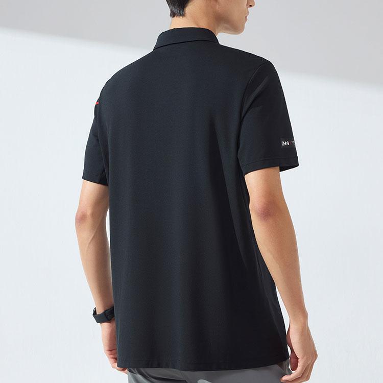 Anta Training Series Color Block Breathable Comfortable Sports Polo Shirt Men tops Basic-Black 152427133-5