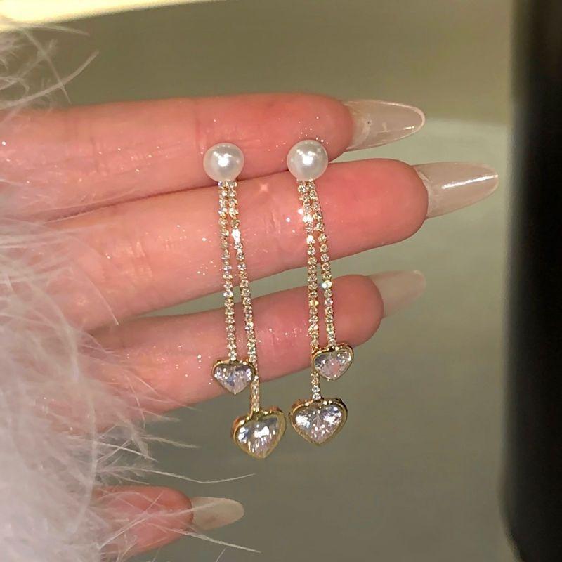 Personality 111 silver needle design sense love fringed earrings women, temperament light luxury high sense long earrings earrings