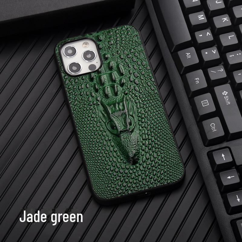 Drachenkopf-Hülle aus echtem Leder für Apple iPhone 14, 13 Pro, 12 Pro Max und 11